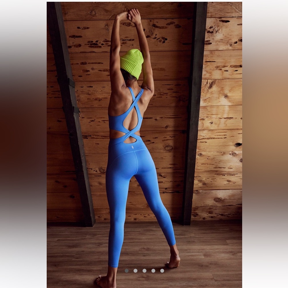 Free People NWT Back It Up Onesie Size Medium & Large in Swim Club ( Blue )
